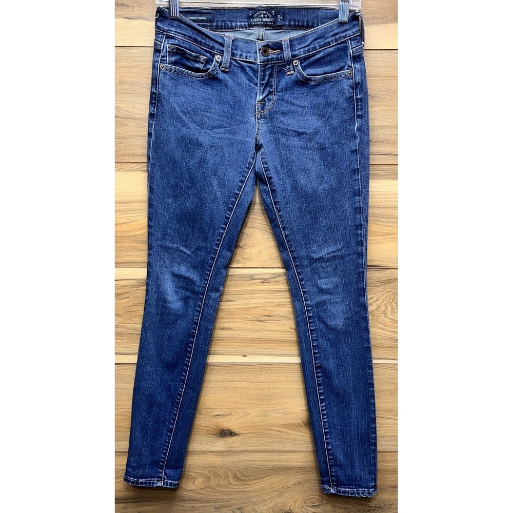 Lucky Brand Charlie Skinny Jeans Women's 25 Blue Denim‎ Cotton Stretch Zip Fly